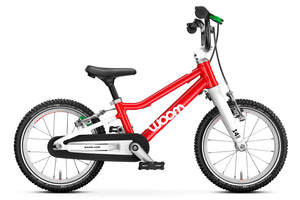 Woom GO 2 red 14 inch wheel ultralight children's bike.