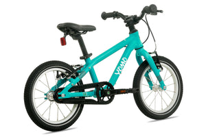 Yomo 14 turquoise 14-inch wheel lightweight hybrid mountain bike.