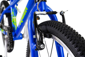 Squish 18 inch wheel blue boys single speed lightweight hybrid mountain bike.