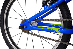 Squish 18 inch wheel blue boys single speed lightweight hybrid mountain bike.