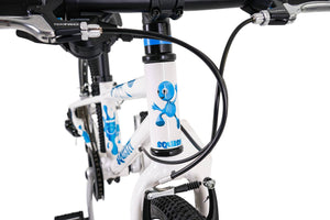 Squish 20 inch wheel white and blue girls 7 speed lightweight hybrid mountain bike.