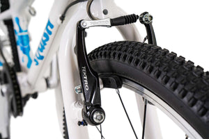 Squish 20 inch wheel white and blue girls 7 speed lightweight hybrid mountain bike.
