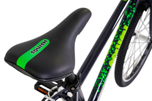 Squish 24 inch wheel dark grey and neon green boys 8 speed lightweight hybrid mountain bike.