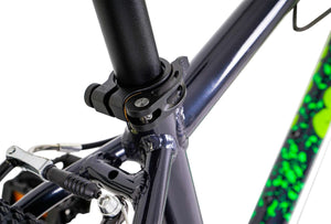 Squish 24 inch wheel dark grey and neon green boys 8 speed lightweight hybrid mountain bike.