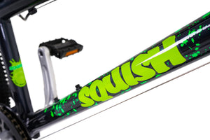 Squish 24 inch wheel dark grey and neon green boys 8 speed lightweight hybrid mountain bike.