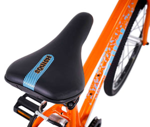 Squish 24 inch wheel orange boys 8 speed lightweight hybrid mountain bike.