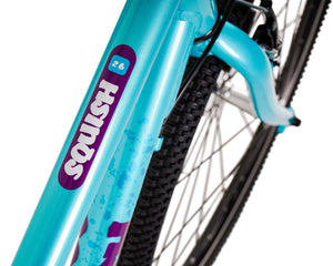 Squish 26 inch wheel aqua girls 8 speed lightweight hybrid mountain bike.