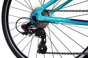 Squish 26 inch wheel aqua girls 8 speed lightweight hybrid mountain bike.