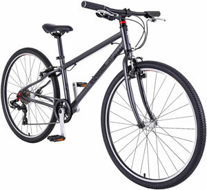 Squish 26 inch wheel dark grey boys 8 speed lightweight hybrid mountain bike.