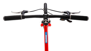 Squish 26 inch wheel red boys 8 speed lightweight hybrid mountain bike.