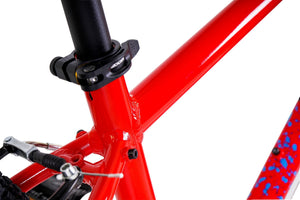 Squish 26 inch wheel red boys 8 speed lightweight hybrid mountain bike.