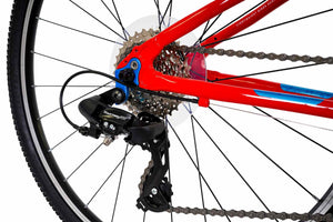 Squish 26 inch wheel red boys 8 speed lightweight hybrid mountain bike.