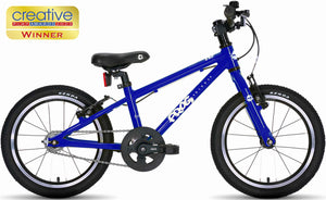 Award-winning Frog 44 electric blue 16 inch wheel lightweight hybrid mountain bike.
