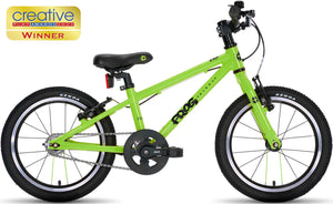 Award-winning Frog 44 green 16 inch wheel lightweight hybrid mountain bike.
