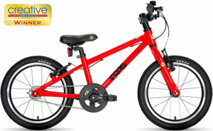 Award-winning Frog 44 red 16 inch wheel lightweight hybrid mountain bike.