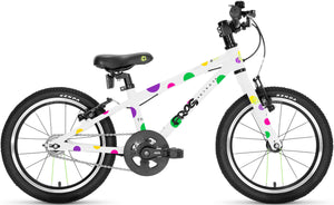 Frog 44 spotty 16 inch wheel white with multi-coloured spots design lightweight hybrid mountain bike.