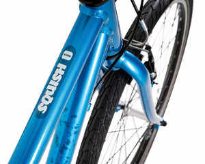 Squish 650B 27.5 inch wheel blue boys 8 speed lightweight hybrid mountain bike.