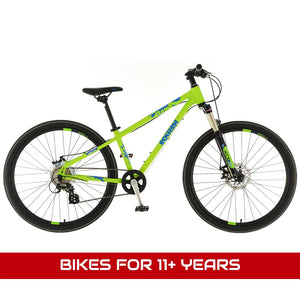  Bikes for 11+ years featuring a Squish 26 MTB lime green 26