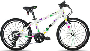 Frog 53 spotty 20 inch wheel white with multi-coloured spots design 8 speed lightweight hybrid mountain bike.