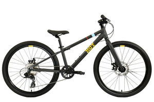 HOY Pentland 24 black 24-inch wheel 8-speed lightweight hybrid mountain bike.