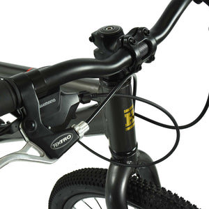 HOY Pentland 24 black 24-inch wheel 8-speed lightweight hybrid mountain bike.