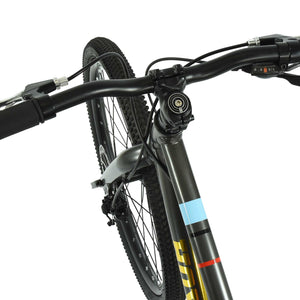 HOY Pentland 24 black 24-inch wheel 8-speed lightweight hybrid mountain bike.