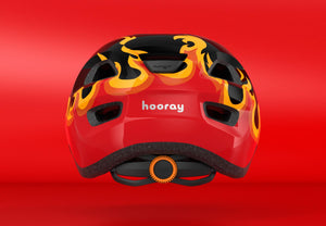 MET Hooray Black Flames kids helmet.