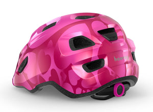 MET Hooray Pink Hearts kids helmet.