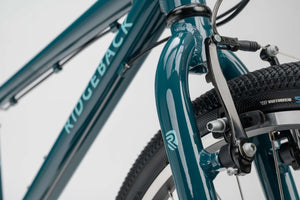 Ridgeback Dimension 24 inch wheel double denim 7 speed lightweight hybrid mountain bike.