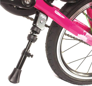 Frog original small kickstand fitted to a Frog 44 pink bike.