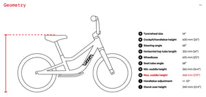Woom 1 PLUS frame geometry information.