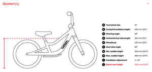 Woom 1 PLUS frame geometry information.