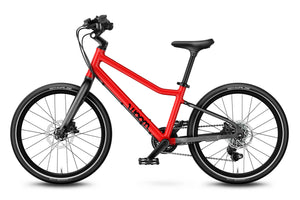 Woom EXPLORE 4 red 20 inch wheel 7-speed ultralight hybrid bike.