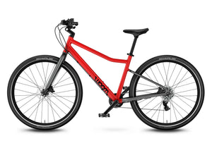 Woom EXPLORE 6 red 26 inch wheel 8
-speed ultralight hybrid bike.