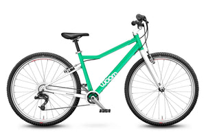 Woom 6 mint green 26 inch wheel 8 speed ultralight hybrid bike.