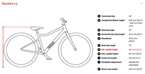 Woom EXPLORE 5 frame geometry information.