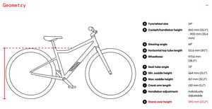 Woom EXPLORE 5 frame geometry information.