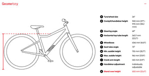 Woom EXPLORE 6 frame geometry information.