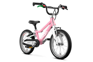 Woom GO 2 powder pink 14 inch wheel ultralight children's bike.