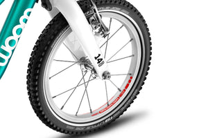 Woom GO 2 smartly engineered wheels featuring Soopa-Doopa-Hoops rims and sealed bearing hubs.