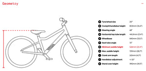 Woom GO 4 frame geometry information.