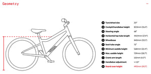 Woom GO 4 frame geometry information.