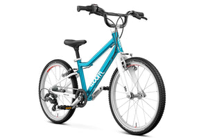 Woom GO 4 metallic blue 20 inch wheel 7-speed ultralight children's bike.
