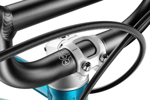 Woom GO 4 A-B-C bike fit guide on handlebars and seatpost.