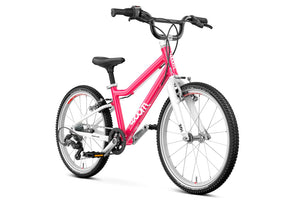 Woom GO 4 hot pink 20 inch wheel 7-speed ultralight children's bike.