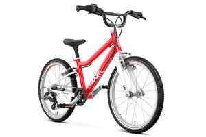 Woom GO 4 red 20 inch wheel 7-speed ultralight children's bike.