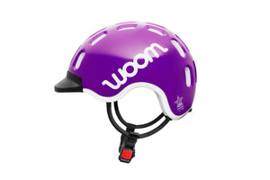 Woom purple haze kids helmet anti-twist round straps for maximum comfort.