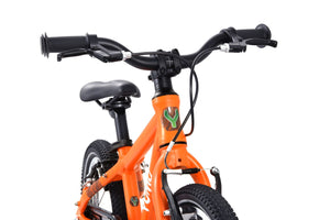 Yomo 14 orange 14-inch wheel lightweight hybrid mountain bike.