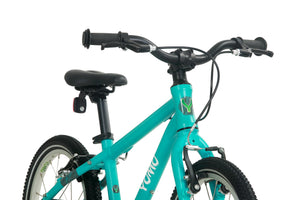 Yomo 16 turquoise 16-inch wheel lightweight hybrid mountain bike.