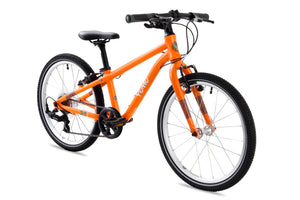 Yomo 20 orange 20-inch wheel 7-speed lightweight hybrid mountain bike.
